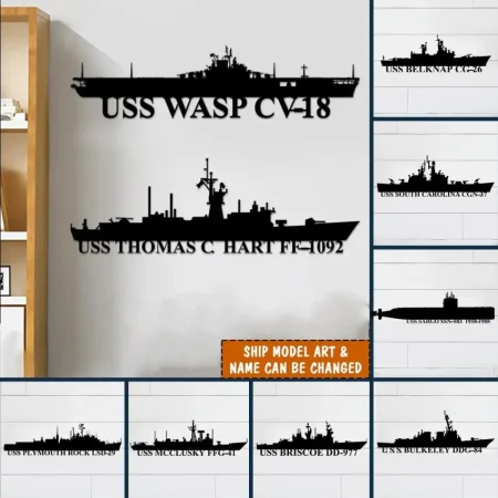 Custom Us Navy Ships Cut Metal Sign, Gift For Navy Veterans, Us Navy Memorabilia Wall Metal Sign