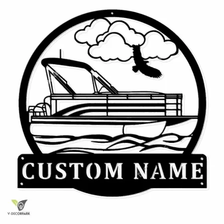 Personalized Pontoon Boat Metal Sign Art, Custom Pontoon Boat Monogram Metal Sign, Pontoon Boat Gifts, Job Gift, Home Decor