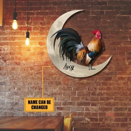 Rooster Chicken And Moon Metal Sign, Farm, Farmhouse Decoration