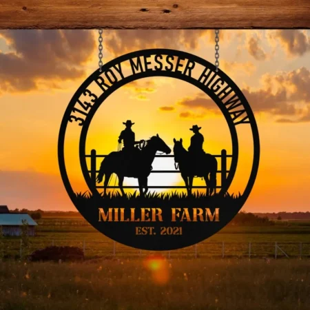 Metal Horse Sign Monogram, Custom Outdoor, Farmhouse, Ranch, Acres, Front Gate