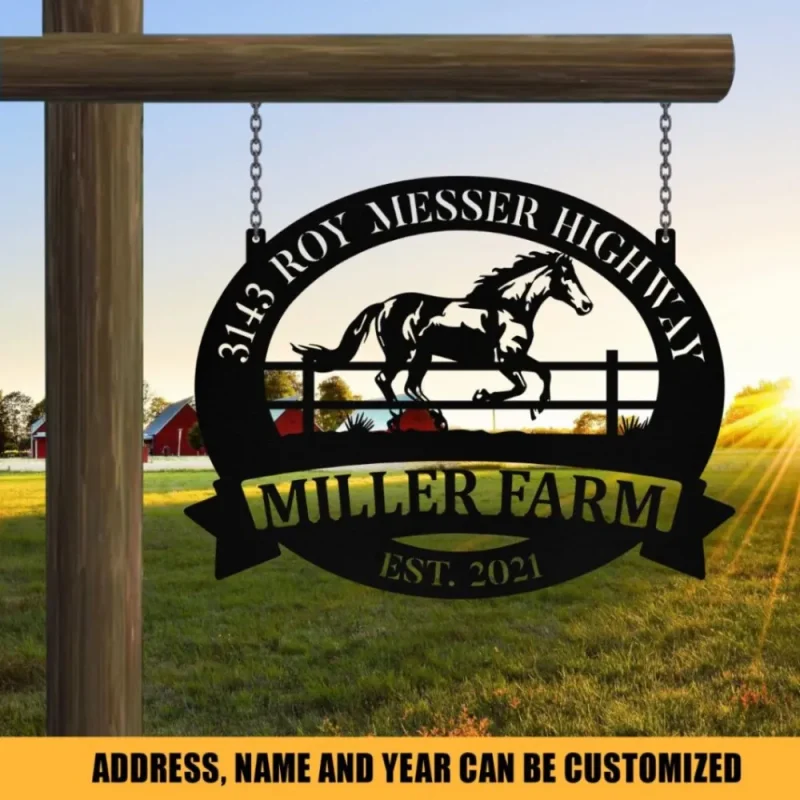 Personalized Metal Horse Sign Monogram, Custom Farm, Farmhouse
