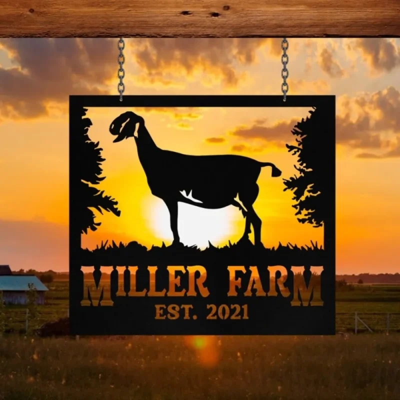Personalized Metal Farm Sign Anglo Nubian Goat Monogram