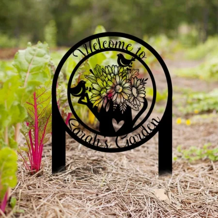 Personalized Metal Garden Sign, Custom Outdoor Garden Stake