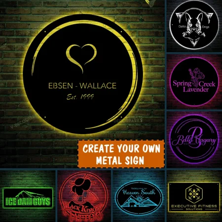 Custom Logo Metal Wall Art With Led Lights, Personalized Logo Art Metal Sign, Custom Company Logo, Metal Office Sign Wall Decor