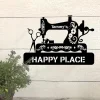 Sewing Lovers Nana's Happy Place Personalized Metal Sign Cut Metal Sign