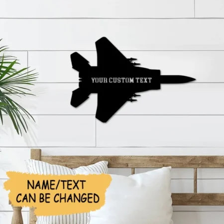 Custom Name Us Air Force Cut Metal Sign, Us Military F-15 Eagle Silhouette Laser Cut Metal Sign Art
