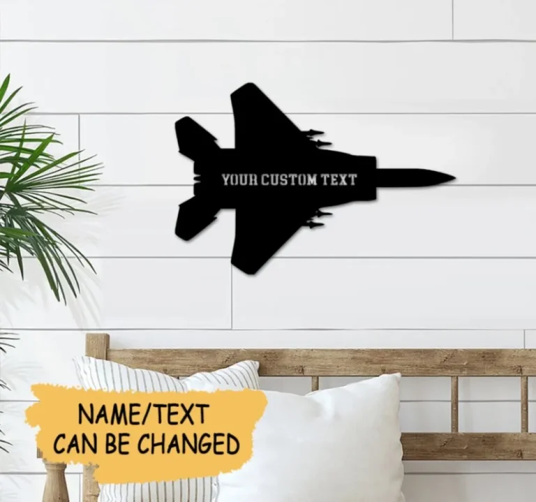 Custom Name Us Air Force Cut Metal Sign, Us Military F-15 Eagle Silhouette Laser Cut Metal Sign Art