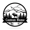 Great Outdoors Elk Monogram, Cut Metal Sign, Metal Wall Art, Metal House Sign