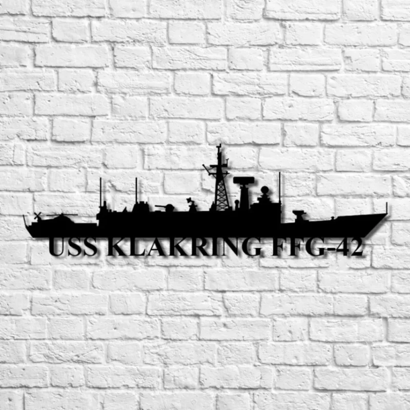 Uss Klakring Ffg-42 Navy Ship Metal Art, Custom Us Navy Ship Cut Metal Sign, Gift For Navy Veteran, Navy Ships Silhouette Metal Art