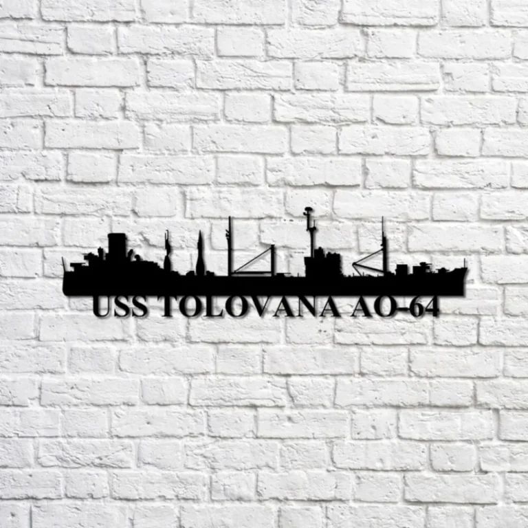 Uss Tolovana Ao-64 Navy Ship Metal Sign, Memory Wall Metal Sign Gift For Navy Veteran, Navy Ships Silhouette Metal Sign