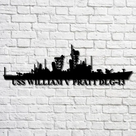 Uss William V. Pratt Dlg-13 Navy Ship Metal Art, Custom Us Navy Ship Cut Metal Sign, Gift For Navy Veteran, Navy Ships Silhouette Metal Art