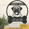 Bullmastiff Dog Lovers Personalized Metal Sign Dog's House Cut Metal Sign