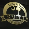 South Carolina State Palmetto Tree & Moon Sign, Cut Metal Sign, Metal Wall Art, Metal House Sign