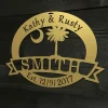 South Carolina State Palmetto Tree & Moon Sign, Cut Metal Sign, Metal Wall Art, Metal House Sign