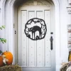 Halloween Cat Wreath, Cut Metal Sign, Metal Wall Art, Metal House Sign