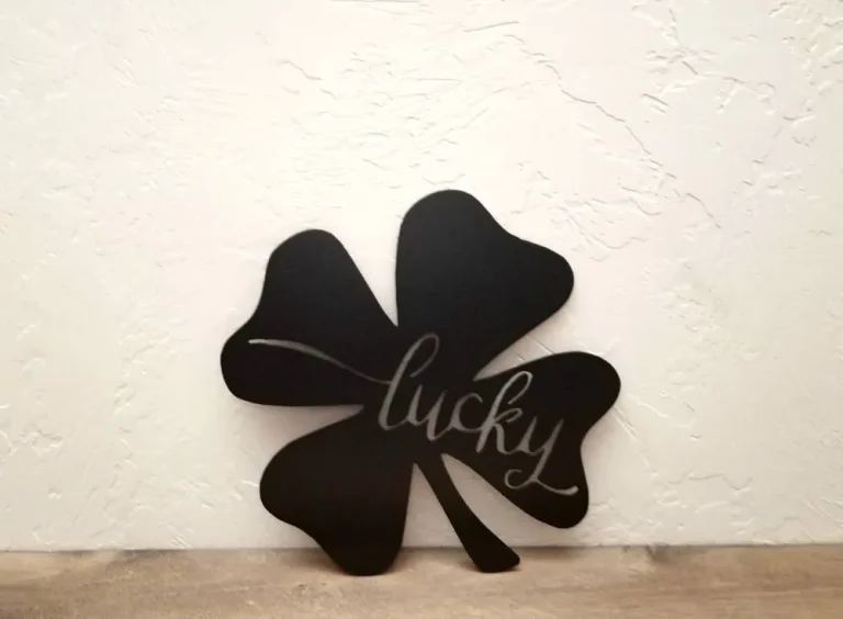 Lucky Four Leaf Clover Sign, St. Patrick's Day Decor, Metal Wall Decor, Shamrock Ornament, Four Leaf Clover Art, Metal Word Art