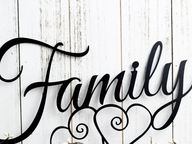 Family Metal Wall Art, Hearts, Family Sign, Metal Sign, Family Decor, Family Wall Decor, Wedding Gift, Wall Hanging