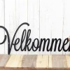 Velkommen Script Metal Sign - Norwegian Welcome, Black, Word Art, Wall Decor, Door Signs, Door Decor, Welcome