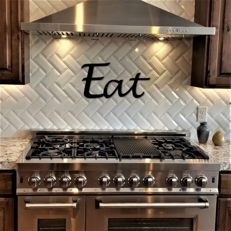 Eat Metal Sign, Script Word, Kitchen Sign, Metal Wall Decor, Word Art, Kitchen Eat Sign, Cursive Font, Let's Eat Sign, Kitchen Decor