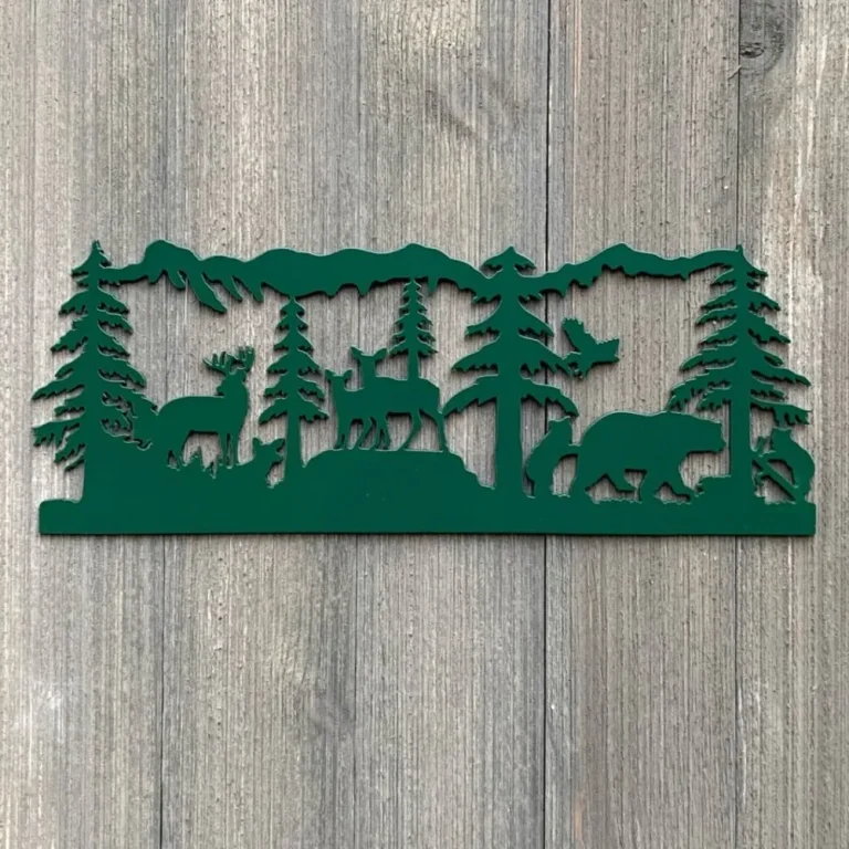 Forest Wildlife Scene Metal Sign Cutout, Cut Metal Sign, Wall Metal Art