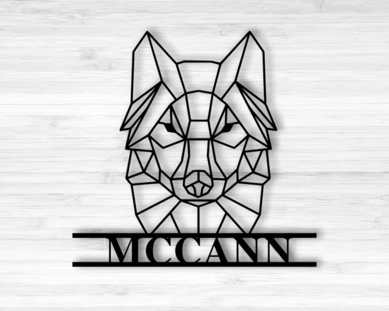 Personalized Geometric Wolf Sign, Custom Wolf Head Sign, Personalized Wolf, Wilderness Sign, Custom Metal Name Sign