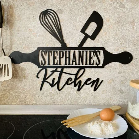 Personalized Metal Sign For Kitchen Custom Kitchen Name Sign Wall Art Decor Housewarming Cooking Lover Gift Mom's Kitchen Gift For Grandma