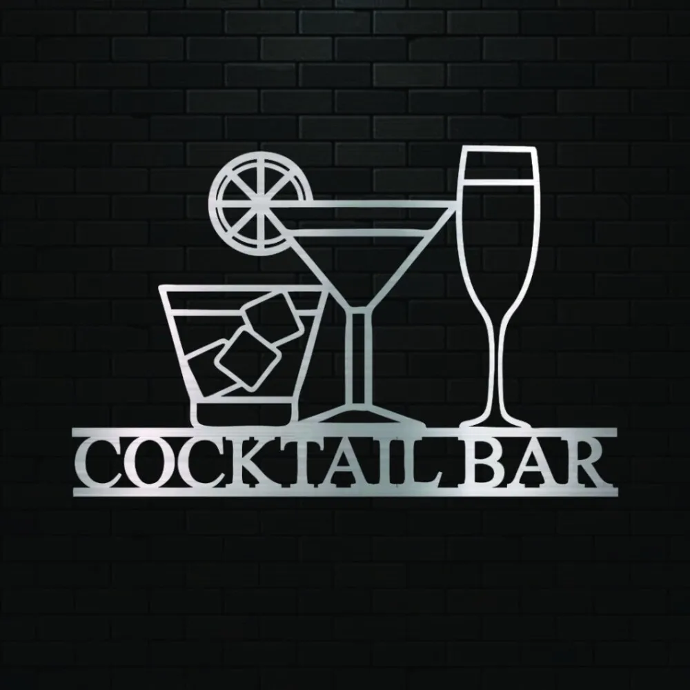 Personalised Laser Cut Metal Cocktail Sign Personalised Alcohol Sign Custom Cocktail Bar Sign 