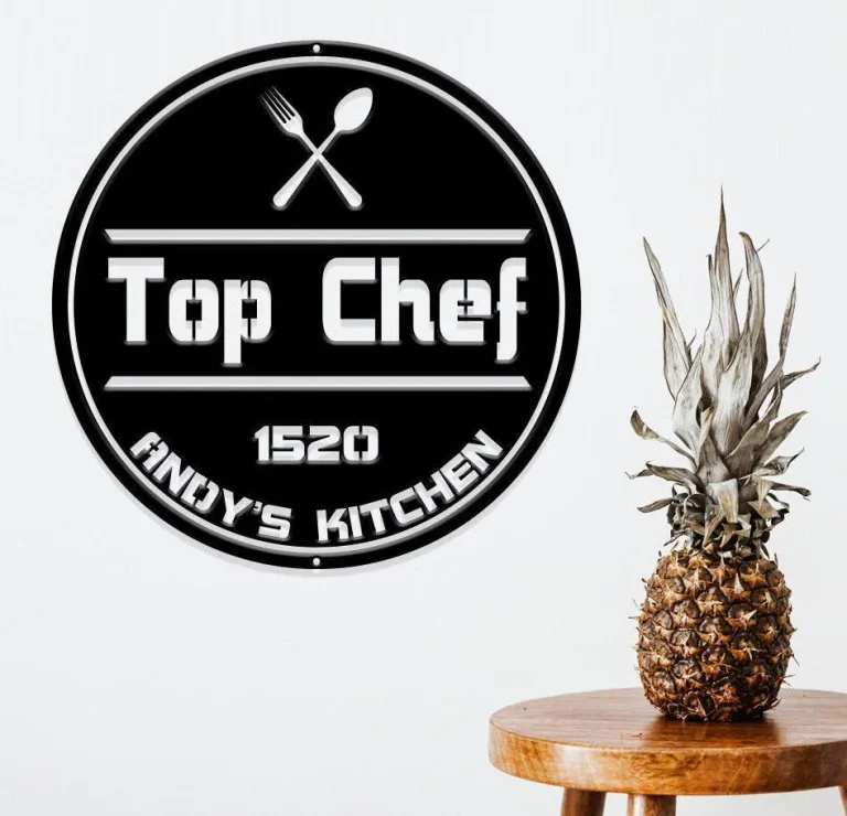 Top Chef Sign, Personalized Kitchen Sign, Kitchen Wall Sign, Kitchen Metal Signs, Custom Metal Cooking Decor, Chef Sign