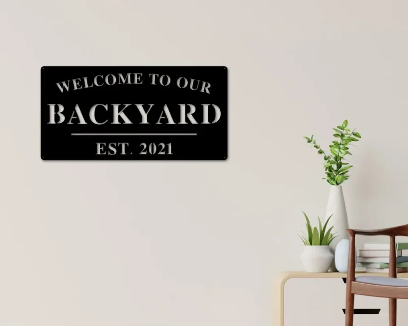 Welcome To Our Backyard Sign, Personalized Backyard Name Sign, Outdoor Patio Sign, Backyard Decor, Welcome Sign, Personalized Sign, Metal