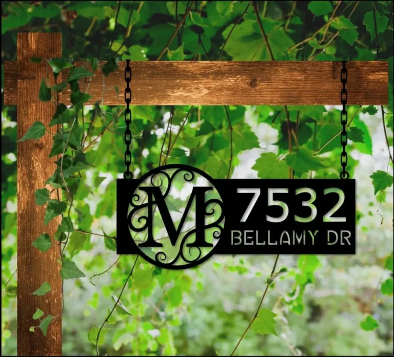 Hanging Address Sign, Metal, Monogram Address Sign For Yard, Address Plaque, Address Sign With Stakes, Hanging Address Sign