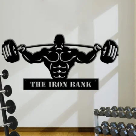 Personalized Name Gym Cut Metal Sign - Cross Fit Metal Art - Custom Metal Gym Sign - Home Gym Custom Muscle Name Sign