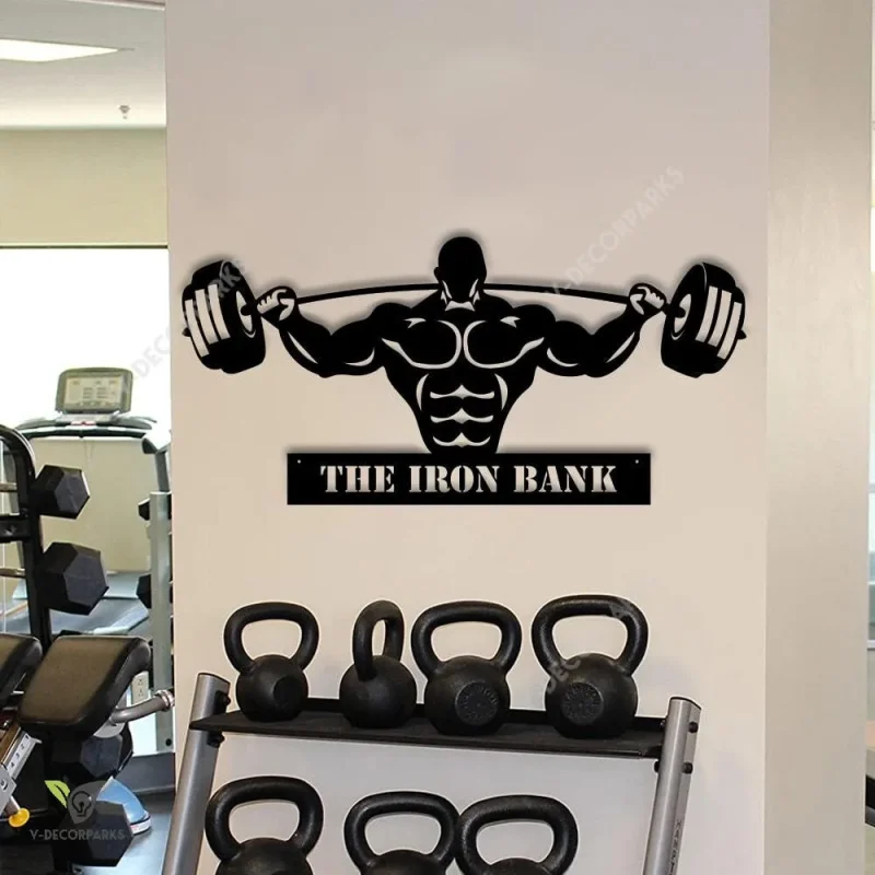 Personalized Name Gym Cut Metal Sign - Cross Fit Metal Art - Custom Metal Gym Sign - Home Gym Custom Muscle Name Sign