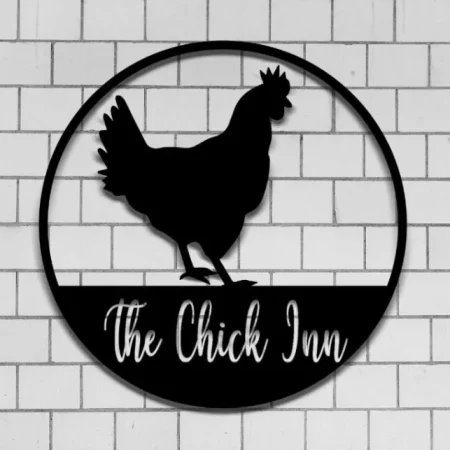 The Chick Inn, Round Chicken Metal Sign, Established Year, Farm Decor, Barn Decor, Chicken Sign, Personalized Coop Sign, Hen House