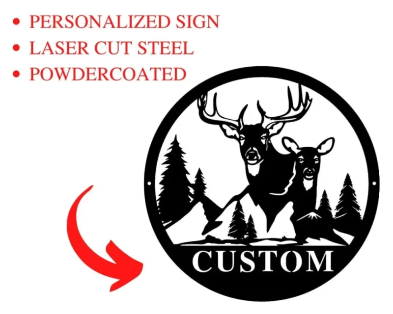 Custom Metal Hunting Sign, Personalized Deer Sign, Family Name Metal Sign, Last Name Sign, Hunting Camp Sign, Outdoors Metal Sign,cabin Sign