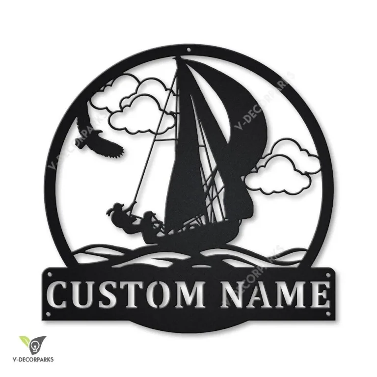 Personalized Sailing Monogram Metal Sign Art, Custom Sailing Metal Sign, Hobbie Gifts, Sport Gift, Birthday Gift