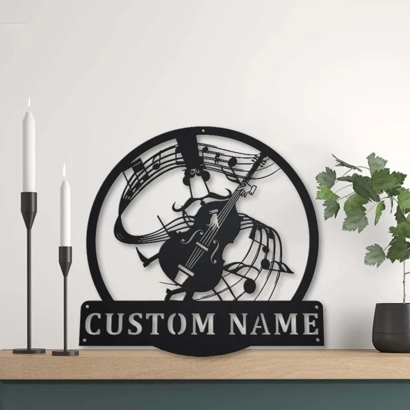 Personalized Double Bass Monogram Metal Sign Art, Custom Double Bass Monogram Metal Sign, Double Bass Gifts For Men, Musical Instrument