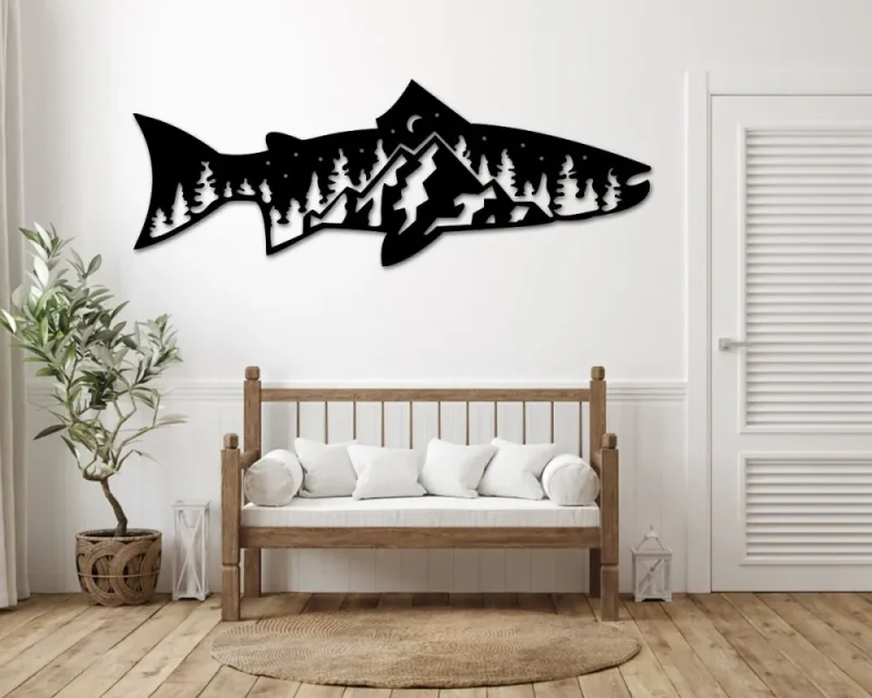 Metal Fish Sign For Outdoors On House, Fishing Lover Wall Sign, Big Fish Welcome Sign,custom Name Sign With Fishing , Monogram, Fishing Sign