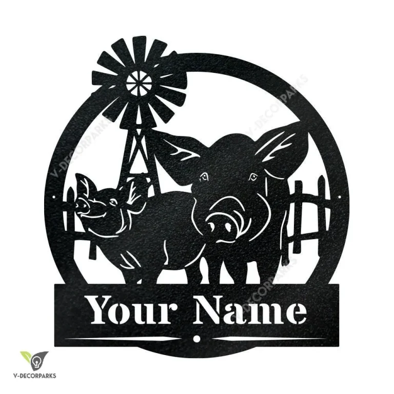 Personalized Pig Monogram Metal Pig Farm Sign