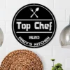 Top Chef Sign, Personalized Kitchen Sign, Kitchen Wall Sign, Kitchen Metal Signs, Custom Metal Cooking Decor, Chef Sign