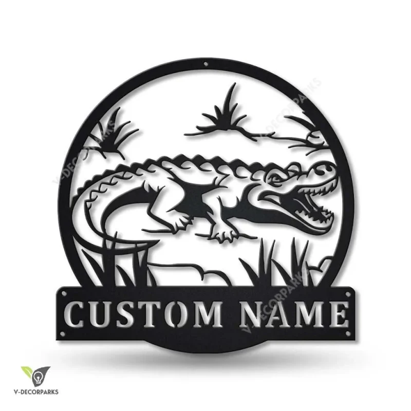 Personalized Crocodile Metal Sign Art, Custom Crocodile Metal Sign, Animal Funny, Father's Day Gift, Pets Gift, Birthday Gift