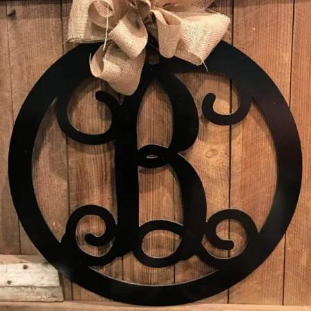 Monogram Door Hanger, Metal Acm Door Wreath, Front Porch Or Back Patio Decor, Custom Initial Gift Idea