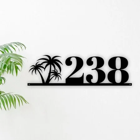 Palm Tree House Number Metal Sign, Outdoor Sign, House Numbers, Address Sign, Address Plaque, Metal House Number, Beach Metal Sign