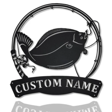 Personalized Flounder Fishing Fish Pole Metal Sign Art, Custom Flounder Fishing Metal Sign, Fishing Gift, Decor Decorationbirthday Gift