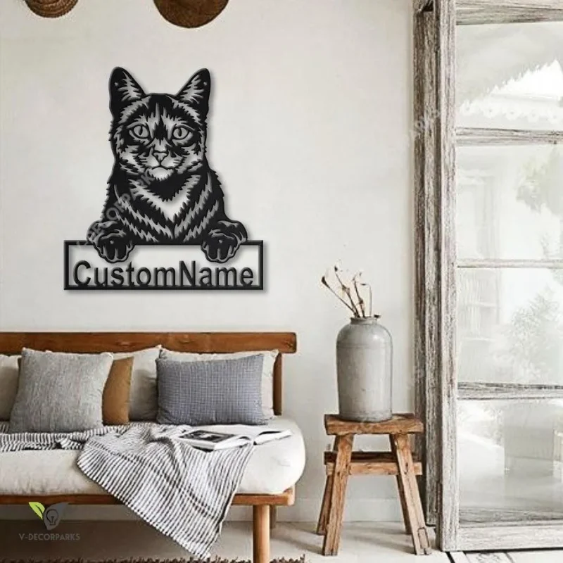 Personalized Domestic Cat Metal Sign Art, Custom Domestic Cat Metal Sign, Father's Day Gift, Pets Gift, Birthday Gift