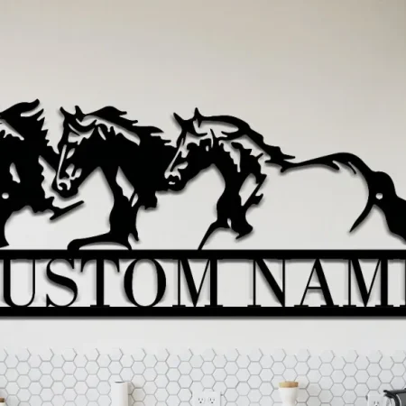 Personalized Metal Horses Sign ,farm Sign, Custom Horse Sign, Metal Name Sign, Farmhouse Decor, Outdoor Family Name Sign, Outdoor Sign Decor