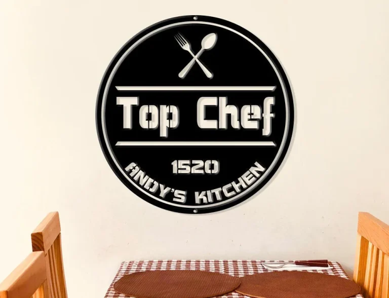 Top Chef Sign, Personalized Kitchen Sign, Kitchen Wall Sign, Kitchen Metal Signs, Custom Metal Cooking Decor, Chef Sign