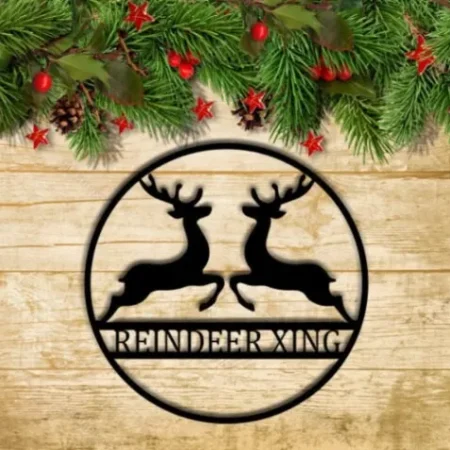 Reindeer Xing, Reindeer Sign, Christmas Sign, Reindeer Decor, Christmas Decor, Antler Sign, Xing Sign Metal, Reindeer Crossing, Winter Decor
