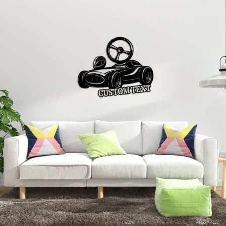 Racer Metal Wall Art, Metal Wall Art Decor, Housewarming Gift For Race Car Lovers, Metal Garage Decor