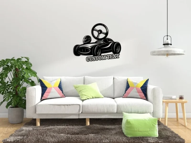 Racer Metal Wall Art, Metal Wall Art Decor, Housewarming Gift For Race Car Lovers, Metal Garage Decor