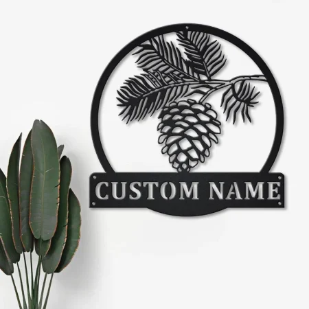 Personalized Pinecone Monogram Metal Sign Art, Custom Pinecone Monogram Metal Sign, Hobbie Gift, Pinecone Gift